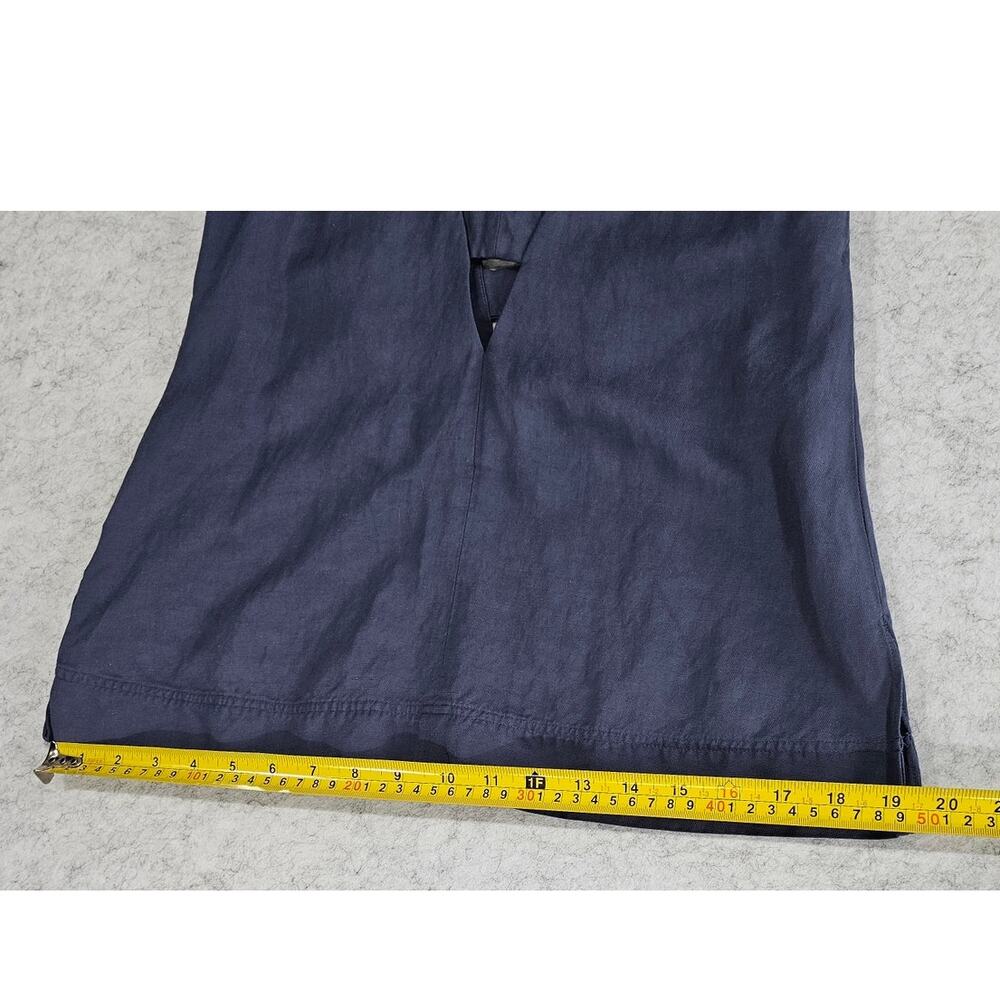 Reiss Emi Linen Blend V Neck Top, Ladder Cut Out Bars, Blue, Sz 2 - Picture 10 of 11